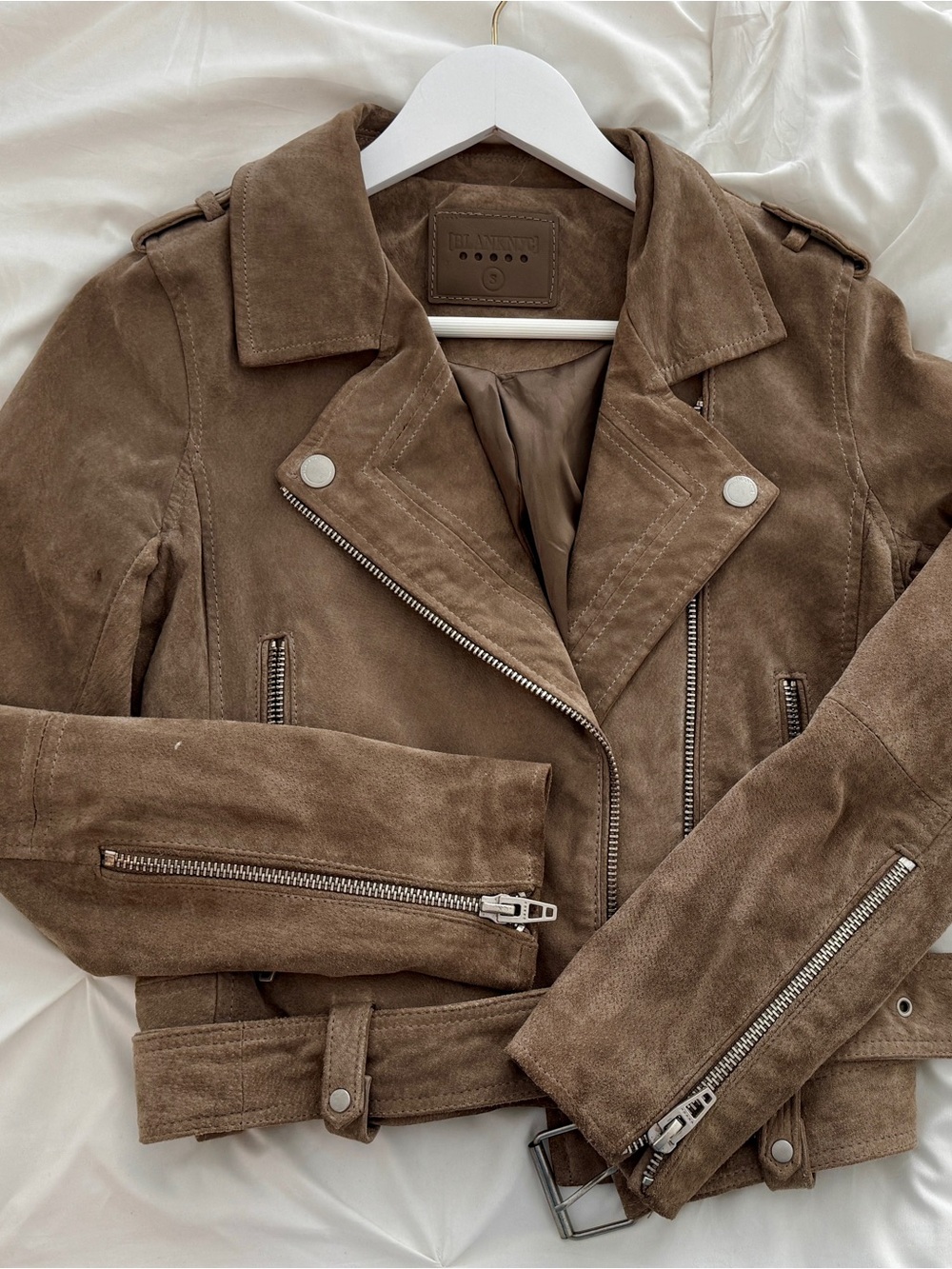 Suede Moto Jacket - sand